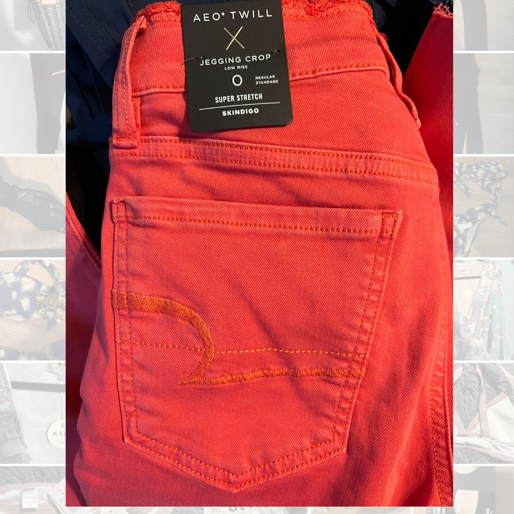 American eagle salmon colored twill crop jeggings